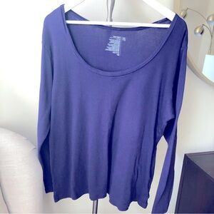 3/$30 Old Navy XXL Wide Scoop Neck Cotton Modal Long Sleeve Purple Blue T-shirt